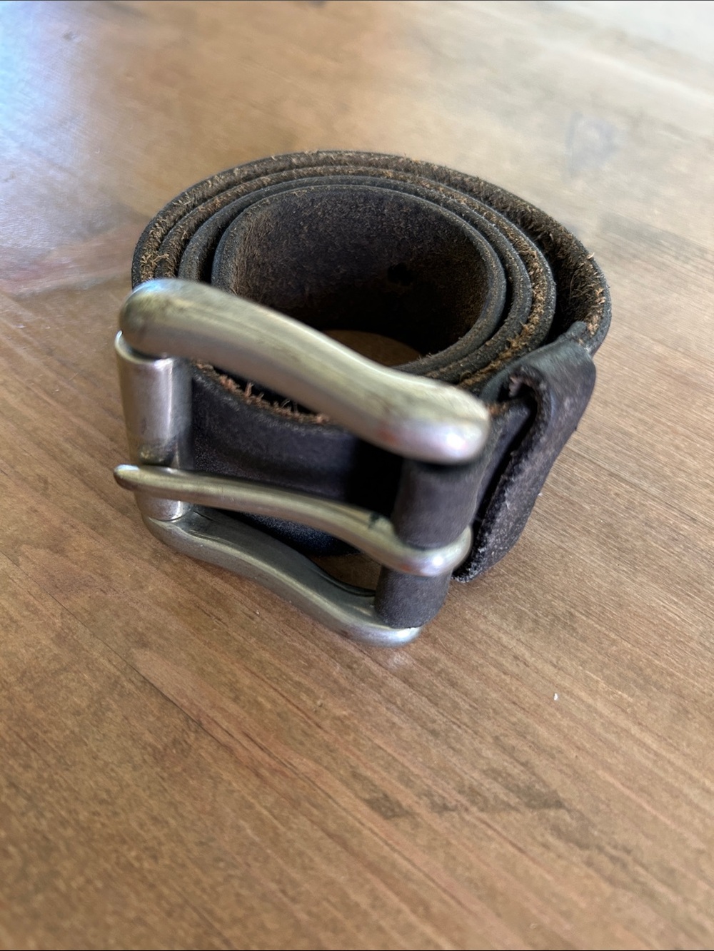 Boy's Brown Leather Belt, Silver Buckle fits 23-27” waist, Boys L